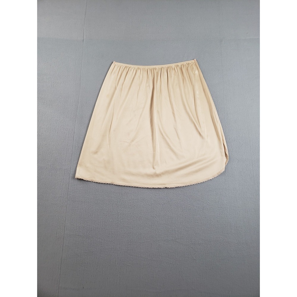 Vanity Fair Women Half‎ Slip Skirt 2XL Beige 100% Nylon Elastic Waist Pull On